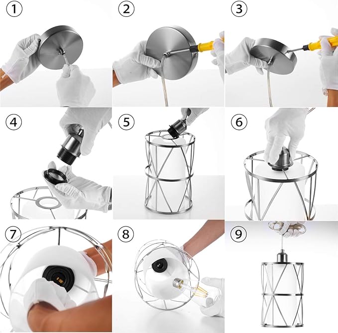 SHENGQINGTOP Modern Brushed Nickel Pendant Light with Frosted Glass, Transitional Metal Pendant Lighting Fixture for Kitchen Island Sink Dining Room Bar, Led Bulb Included