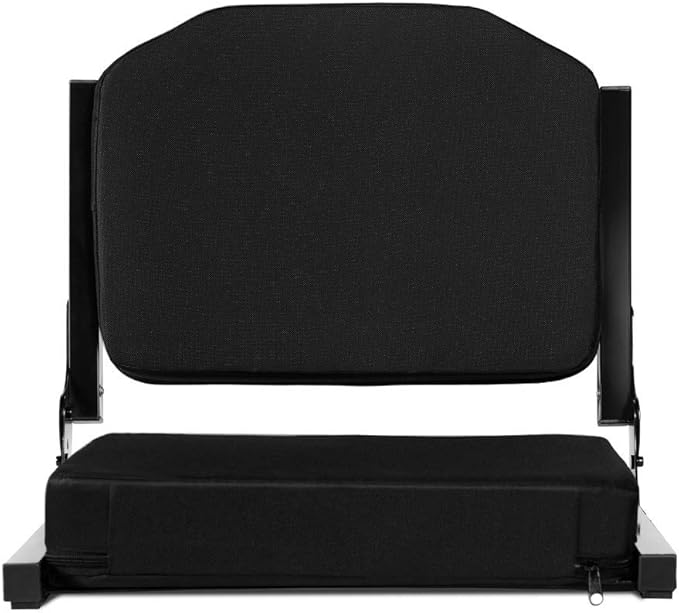 Stadium Seats for Bleachers, Bleacher Seats with Ultra Padded Comfy Foam Backs and Cushion, Wide Portable Stadium Chairs with Back Support and Shoulder Strap, 1 Pack, Black