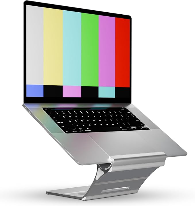 Elestoria Adjustable Laptop Stand - Fits 5 Devices, Modern Design, Tool Free Adjustment, Protective & Stable | Grey (Silver, Floating)