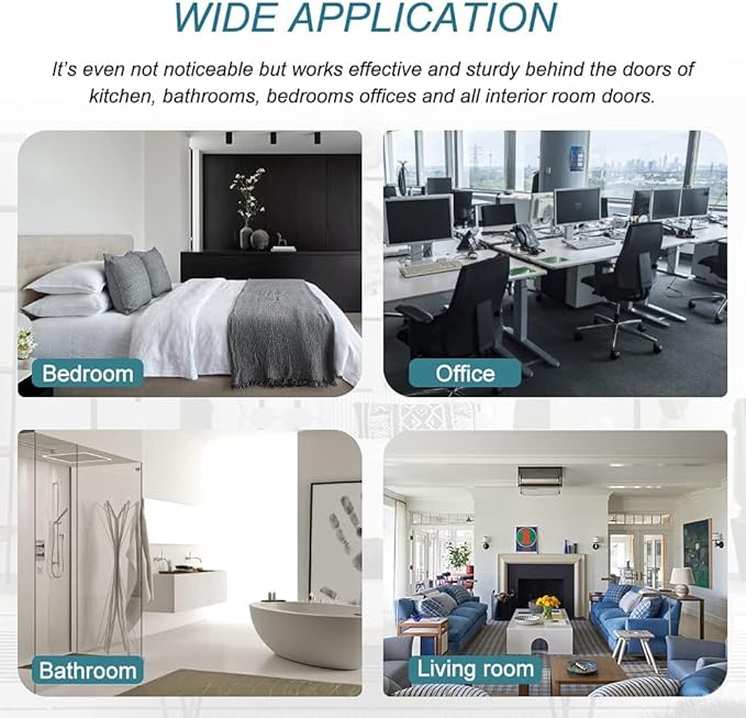 24 Pack Hinge Pin Brushed Nickel Door Stopper, Adjustable Heavy Duty Hinge Pin Door Stop with Rubber Bumper Tips