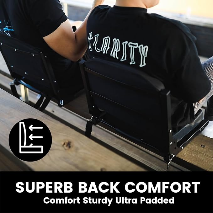 Stadium Seats for Bleachers, Bleacher Seats with Ultra Padded Comfy Foam Backs and Cushion, Wide Portable Stadium Chairs with Back Support and Shoulder Strap, 1 Pack, Blue