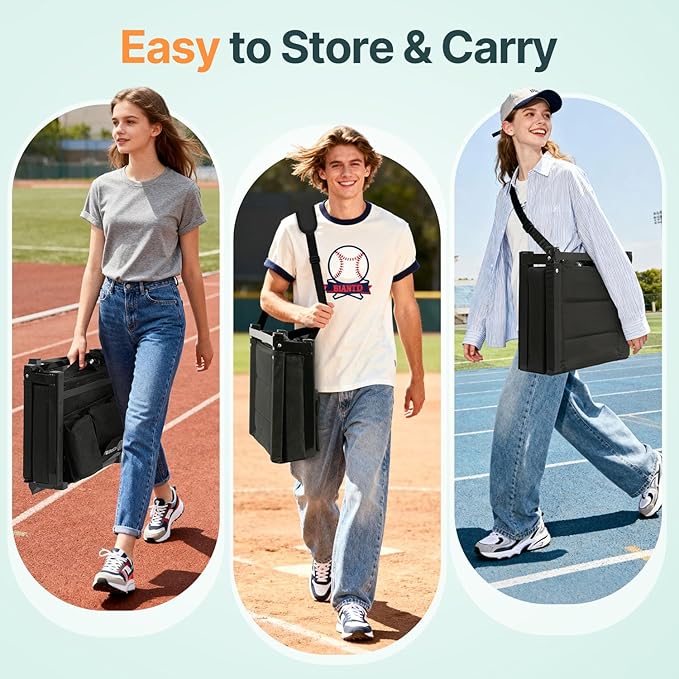 HOPERAN Stadium Seats with Back Support - Bleacher Chair with Back and Cushion, Padded Bleacher Seat Includes Shoulder Strap, Lightweight Portable Stadium Chair for Sports Events-1pc