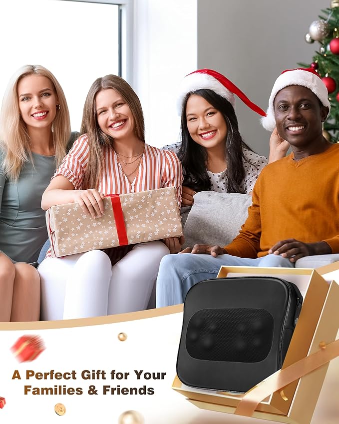 Back Massager with Heat-Shiatsu Massagers for Neck and Shoulder Pain-3D Kneading Massage for Lower Back/Neck/Leg Pain Relief-Lumbar Support Pillow for Office Chair-Chirstmas Gifts for Mom Dad