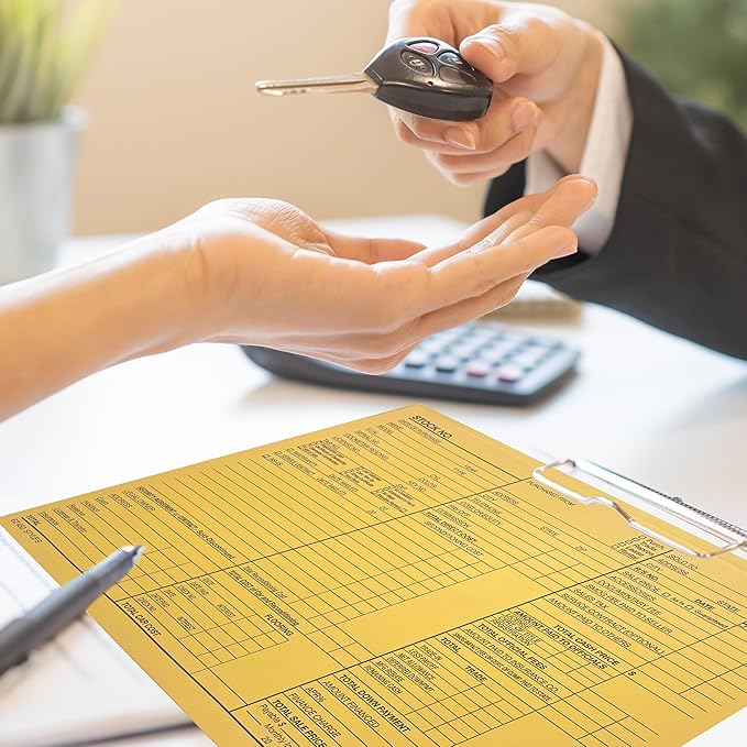 EZ Line Printed Vehicle Deal Record Envelopes 9x12 Jackets 100 Pack (Light Blue Detailed)