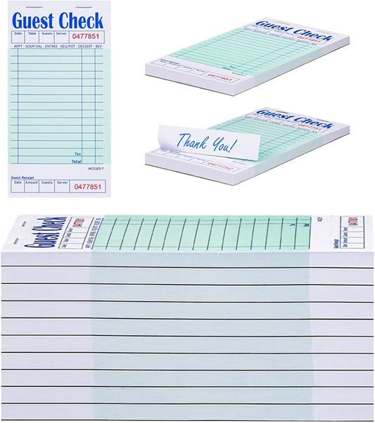 Methdic Guest Checks Server Note Pads 500 Orders Waitress Notepad for Restaurants (10 Books)