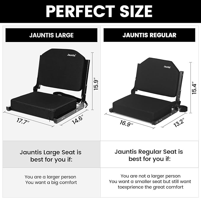 Stadium Seats for Bleachers, Bleacher Seats with Ultra Padded Comfy Foam Backs and Cushion, Wide Portable Stadium Chairs with Back Support and Shoulder Strap