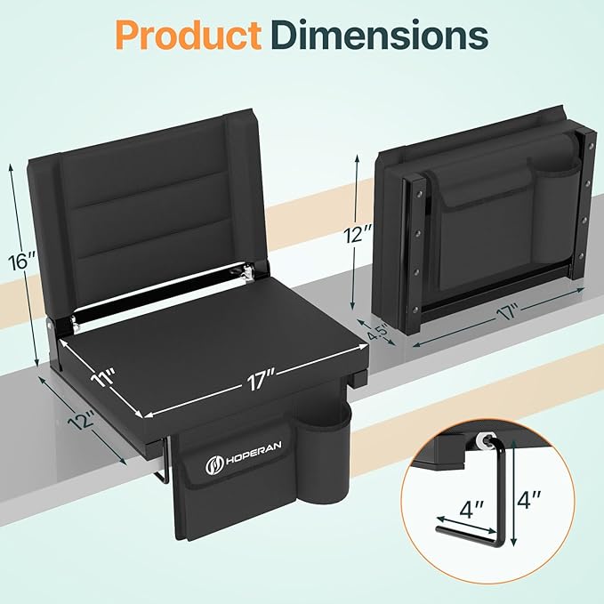 HOPERAN Stadium Seats with Back Support - Bleacher Chair with Back and Cushion, Padded Bleacher Seat Includes Shoulder Strap, Lightweight Portable Stadium Chair for Sports Events-1pc