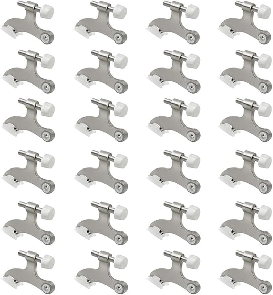 24 Pack Hinge Pin Brushed Nickel Door Stopper, Adjustable Heavy Duty Hinge Pin Door Stop with Rubber Bumper Tips