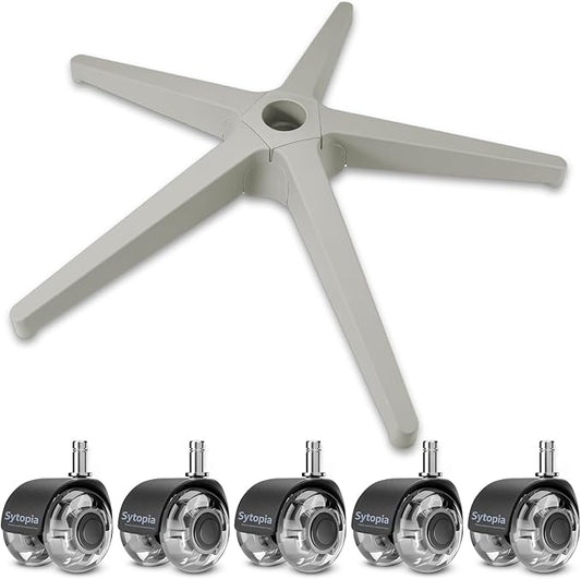 Sytopia 28" Office Chair Base Replacement with Wheels, Set of 5, 2600 lbs Heavy Duty Desk Chair Base, Smooth & Quiet Casters, Grey