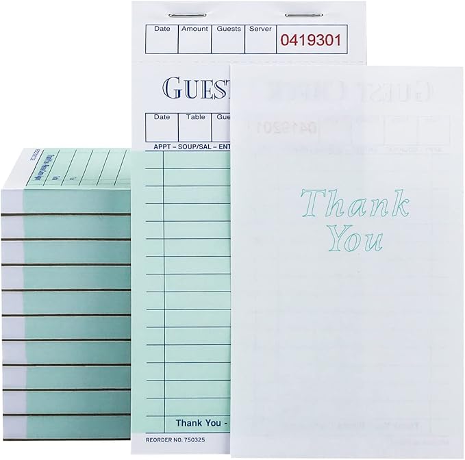 Methdic Guest Checks Waitress Notepad for Restaurants 2000 Orders Server Note Pads (20 Books)