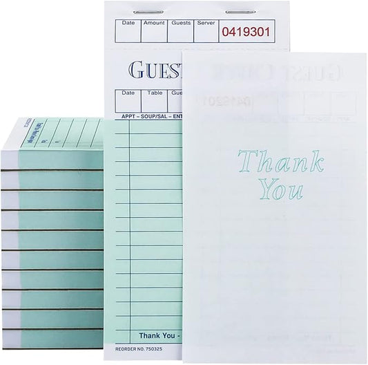 Methdic Guest Checks Waitress Notepad for Restaurants 2000 Orders Server Note Pads (20 Books)