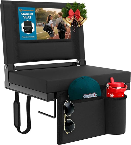 HOPERAN Stadium Seats with Back Support - Bleacher Chair with Back and Cushion, Padded Bleacher Seat Includes Shoulder Strap, Lightweight Portable Stadium Chair for Sports Events-1pc