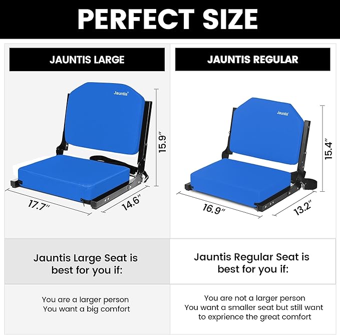 Stadium Seating for Bleachers, Bleacher Seats with Ultra Padded Comfy Foam Backs and Cushion, Wide Portable Stadium Chairs with Back Support and Shoulder Strap