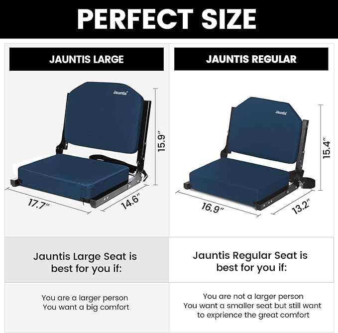 Stadium Seating for Bleachers, Bleacher Seats with Ultra Padded Comfy Foam Backs and Cushion, Wide Portable Stadium Chairs with Back Support and Shoulder Strap