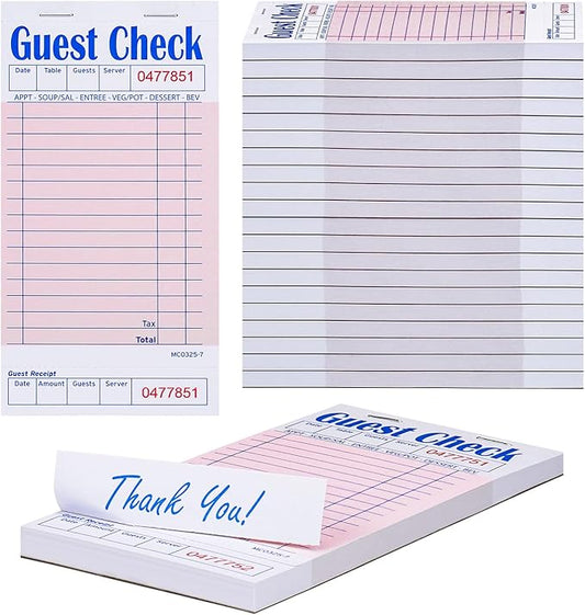 Methdic Guest Checks Pink Server Note Pads 1000 Orders Waitress Notepad for Restaurants (20 Books)…