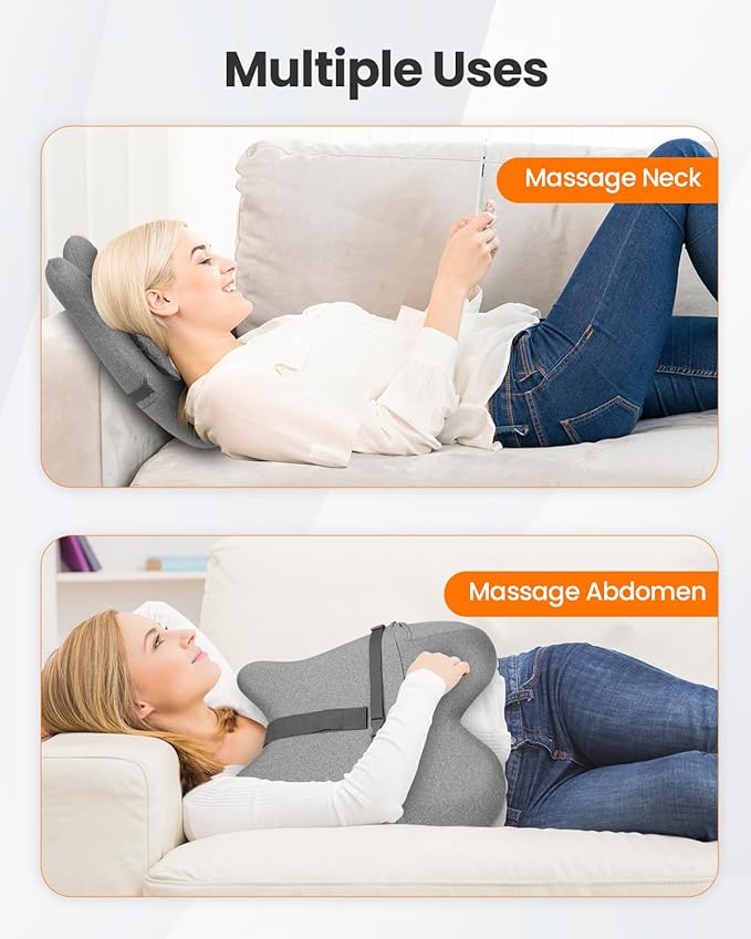 CILI Heated Lumbar Support Pillow for Office Chair, Memory Foam Lumbar Pillow with 4 Shiatsu Massage Heads, Graphene Heating Back Support Cushion, Chair Back Massager, Gifts for Him/Her