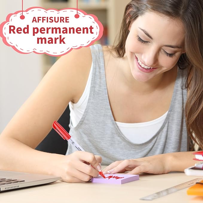 Red Permanent Markers Bulk, 75 Count, Quick Drying and Fade Resistant, Fine Point Marker works on Paper, Plastic, Metal, Wood, Perfect for Classroom, Home, Office