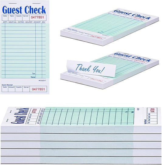 Methdic Guest Checks Server Note Pads 250 Orders Waitress Notepad for Restaurants (5 Books)