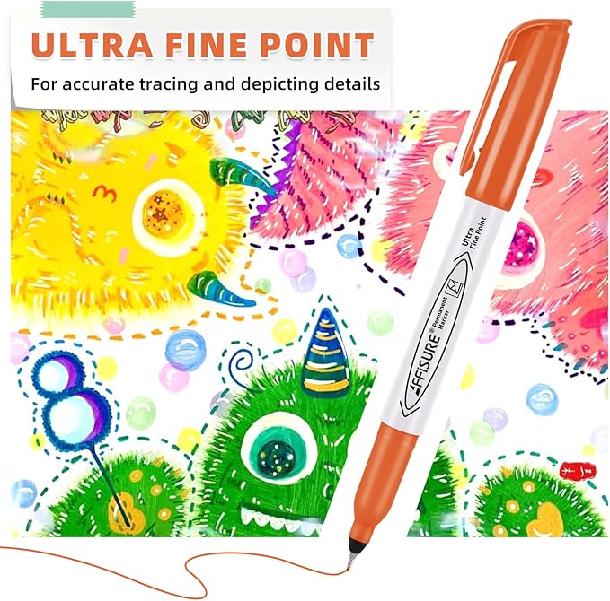 Permanent Markers, Ultra Fine Point Markers Set,16 Assorted Colors Work on Wood, Plastic, Paper, Metal, Stone, Glass for the Artist、Kids、Adult, 16 Count