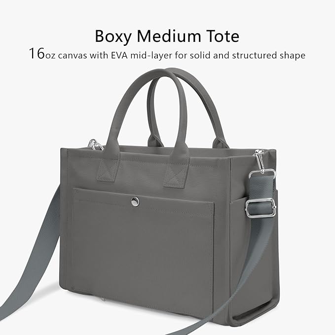TOPDesign Heavy-Duty Canvas Tote Bag for Women, Adjustable Crossbody/Shoulder Handbag with 9 Pockets, Everything Tote