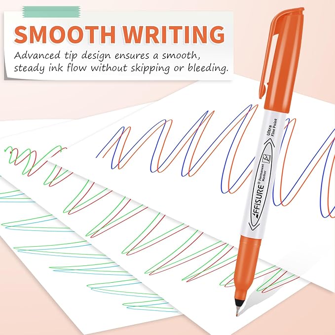 Permanent Markers, Ultra Fine Point Markers Set,16 Assorted Colors Work on Wood, Plastic, Paper, Metal, Stone, Glass for the Artist、Kids、Adult, 16 Count