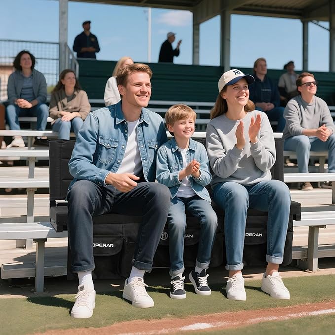 HOPERAN Stadium Seats with Back Support - Bleacher Chair with Back and Cushion, Padded Bleacher Seat Includes Shoulder Strap, Lightweight Portable Stadium Chair for Sports Events-1pc