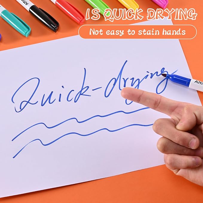 12 Colors Permanent Markers， 144 Pack colored marker sets, Assorted Colors Marker，Fine Point， Permanent Markers Bulk, Fast Dry, Waterproof, work on Plastic, Glass, Metal, Wood and Stone