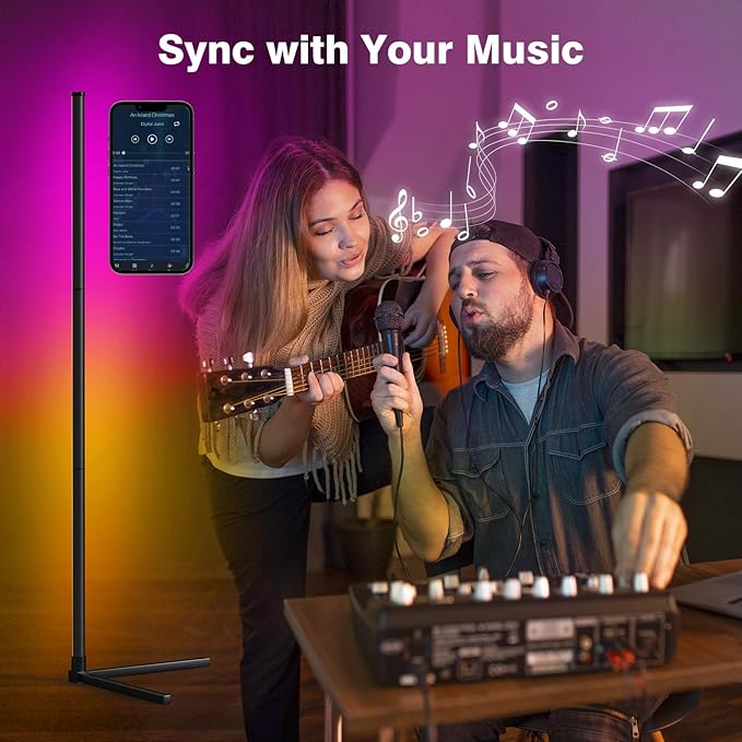 RIYO LED Corner Lamp, RGB Corner Floor Lamp with APP and Remote Control, 16 Million Colors & 68+ Scene Color Changing Ambience Light with Music Sync for Living Room, Bedroom, Gaming Room