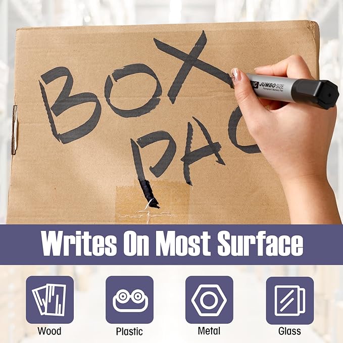 Cholemy 60 Pcs Jumbo Permanent Markers Bulk Large Permanent Chisel Tip Markers Waterproof Jumbo King Big Poster Large Paint Pens for Works on Wood Metal Stone