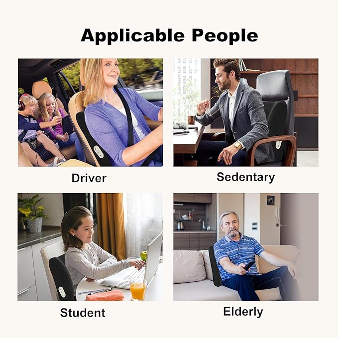 CILI Heated Lumbar Support Pillow for Office Chair, Vibration Back Support Pillow, Back Massager with Heat,Chair Massager, Backrest Pillow for Sofa Car Seat Recliner, Memory Foam, Gifts for Dad Men