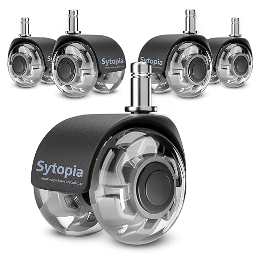 Office Chair Wheels 2" Desk Chair Caster Wheels Smooth Roller Style Quiet for Carpet and Hardwood Floors Universal Fit 11x22 mm Set of 5 Grey