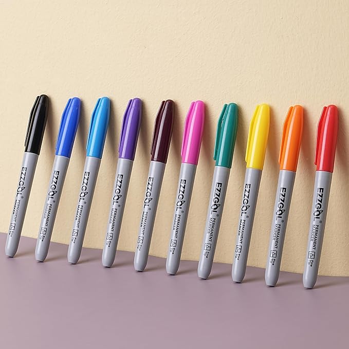 Permanent Markers Bulk, 150 Pack, 10 Assorted Colors,Multicolor Fine Tip Marker,Waterproof, Quick Drying on Paper,Metal,Wood,Plastic for School,Office,Home