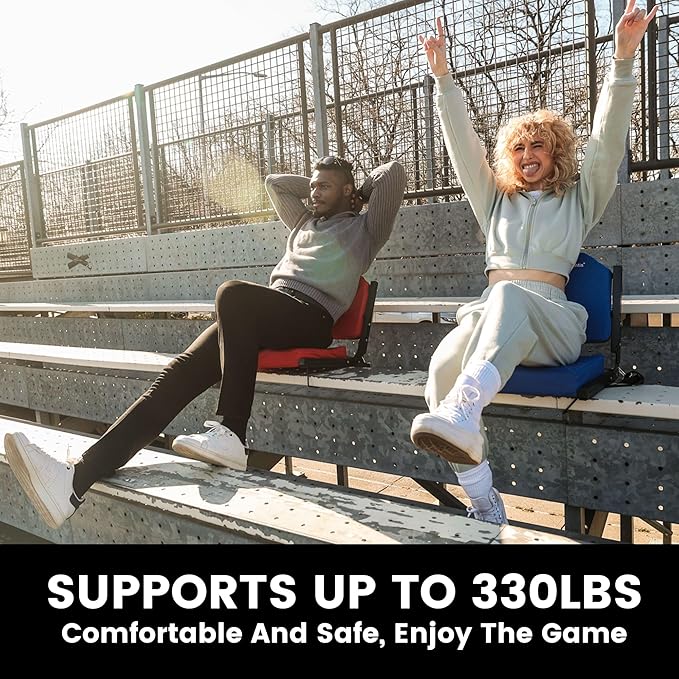 Stadium Seating for Bleachers, Bleacher Seats with Ultra Padded Comfy Foam Backs and Cushion, Wide Portable Stadium Chairs with Back Support and Shoulder Strap