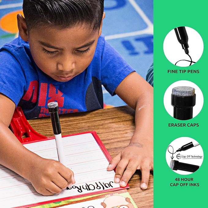 (24) KleenSlate Black Low Odor Dry Eraser Markers with Eraser, Bullet point